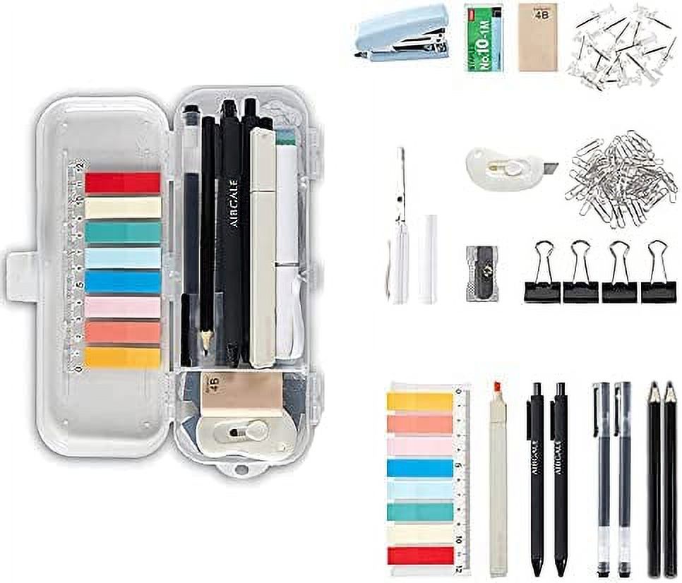 123 Pcs Office Supplies Kit with Desk Organizers, Includes Stationery,  Stapler, Paper Clips, Push Pins, Erasers, Binder Clips, Staples, Scissor,  Page